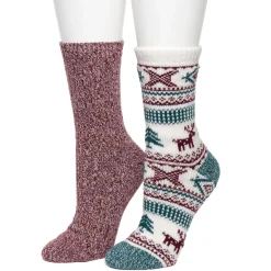 Allover Reindeer/Twist Rib Crew Sock 2 Pack