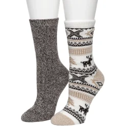 Allover Reindeer/Twist Rib Crew Sock 2 Pack