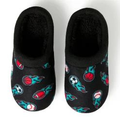 Boys Printed Sports Fleece Clog Slipper