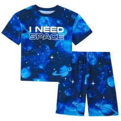 Boys Short Sleeve Top & Shorts 2-Pc Pajama Set with Space Graphic