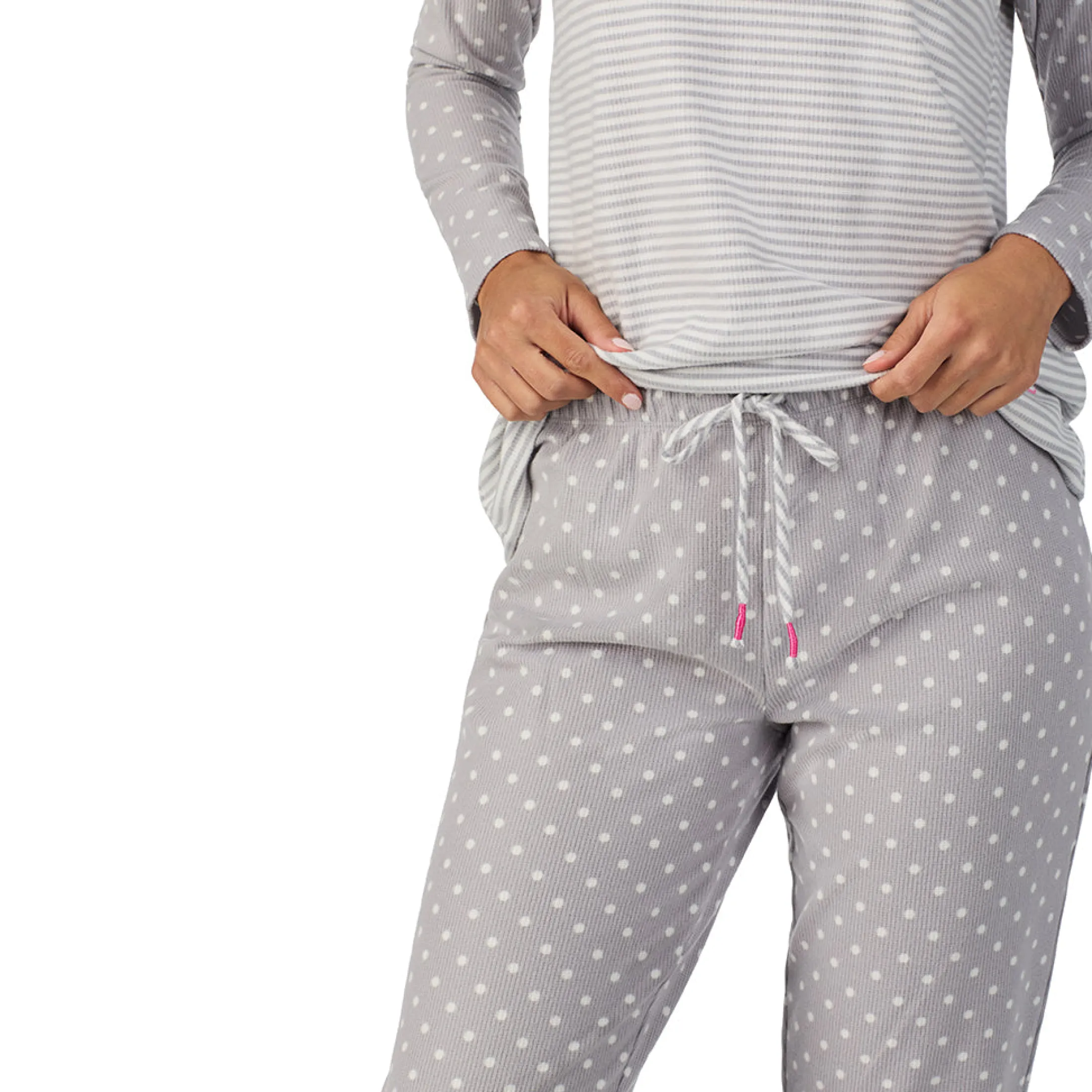 Brushed Mini Waffle Thermal Long Sleeve with Jogger Pajama Set