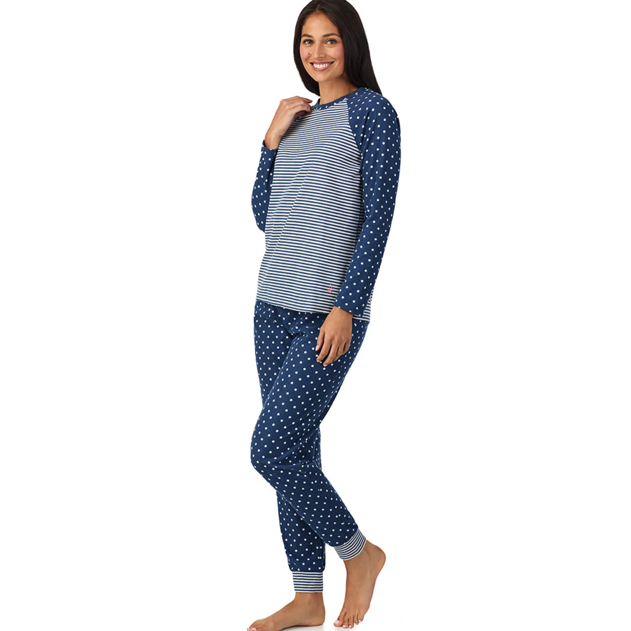 Brushed Mini Waffle Thermal Long Sleeve with Jogger Pajama Set