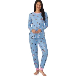 Brushed Sweater Knit Long Sleeve Top with Jogger 2-Pc Pajama Set