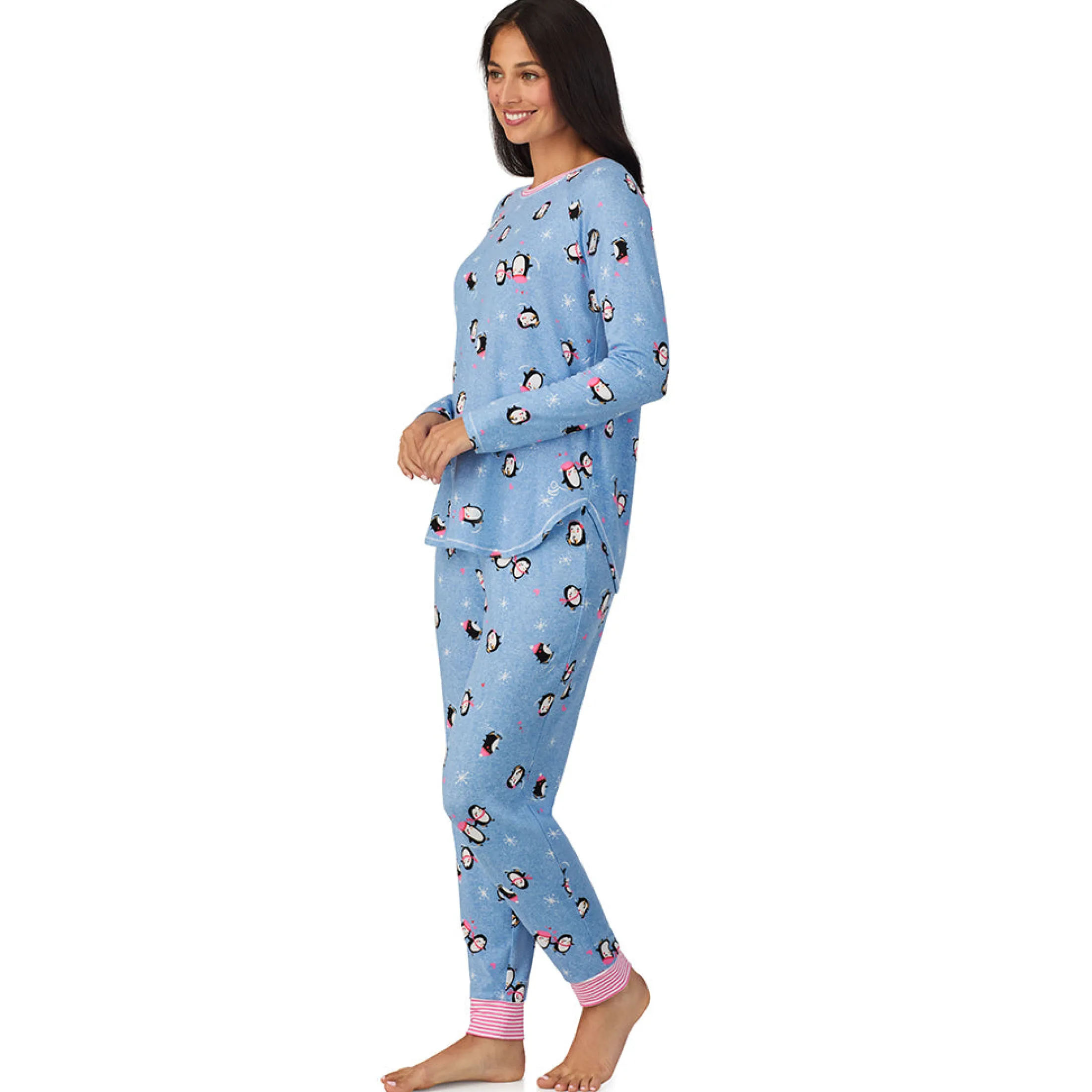 Brushed Sweater Knit Long Sleeve Top with Jogger 2-Pc Pajama Set