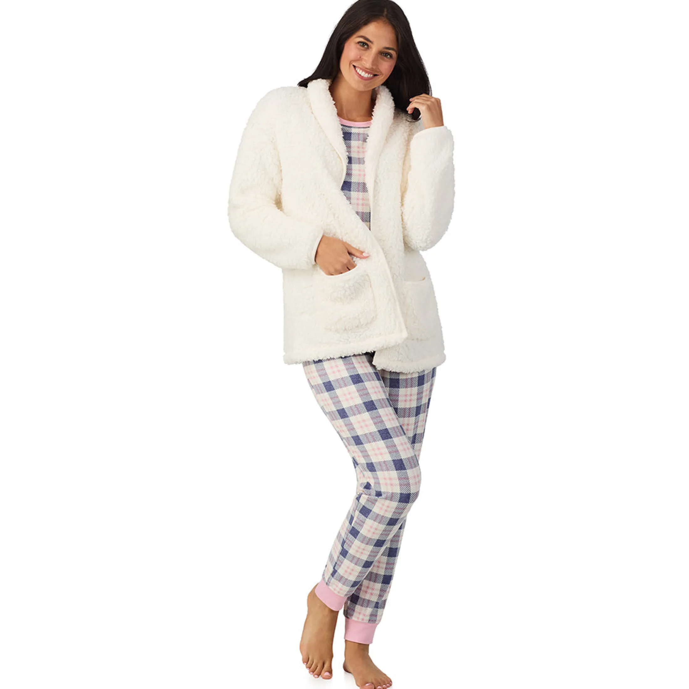 Brushed Sweater Knit Long Sleeve Top with Jogger 2-Pc Pajama Set