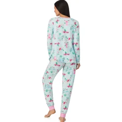 Brushed Sweater Knit Long Sleeve Top with Jogger 2-Pc Pajama Set