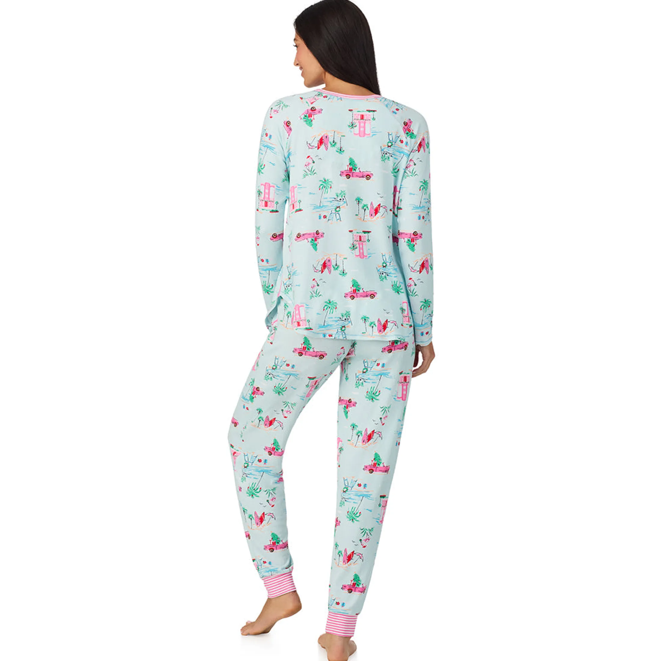 Brushed Sweater Knit Long Sleeve Top with Jogger 2-Pc Pajama Set