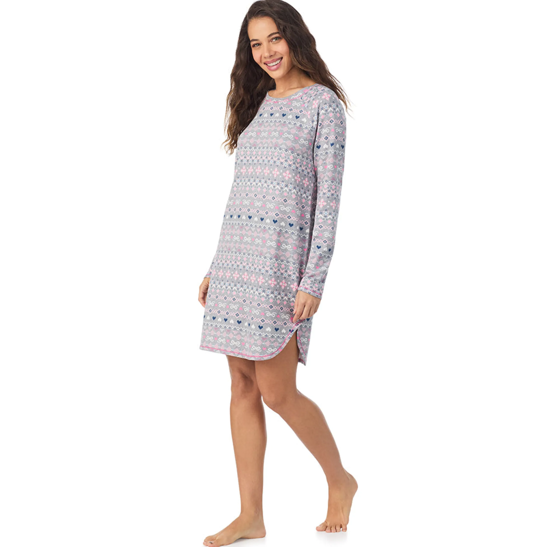 Brushed Sweater Knit Long Sleeve Sleepshirt