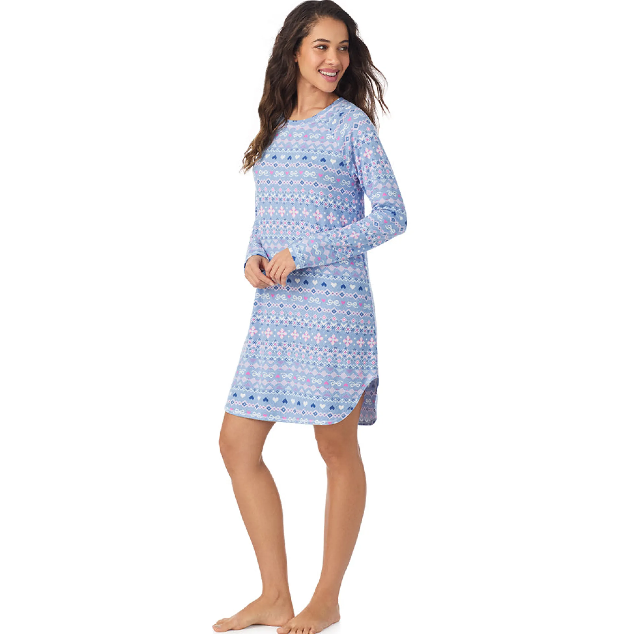 Brushed Sweater Knit Long Sleeve Sleepshirt