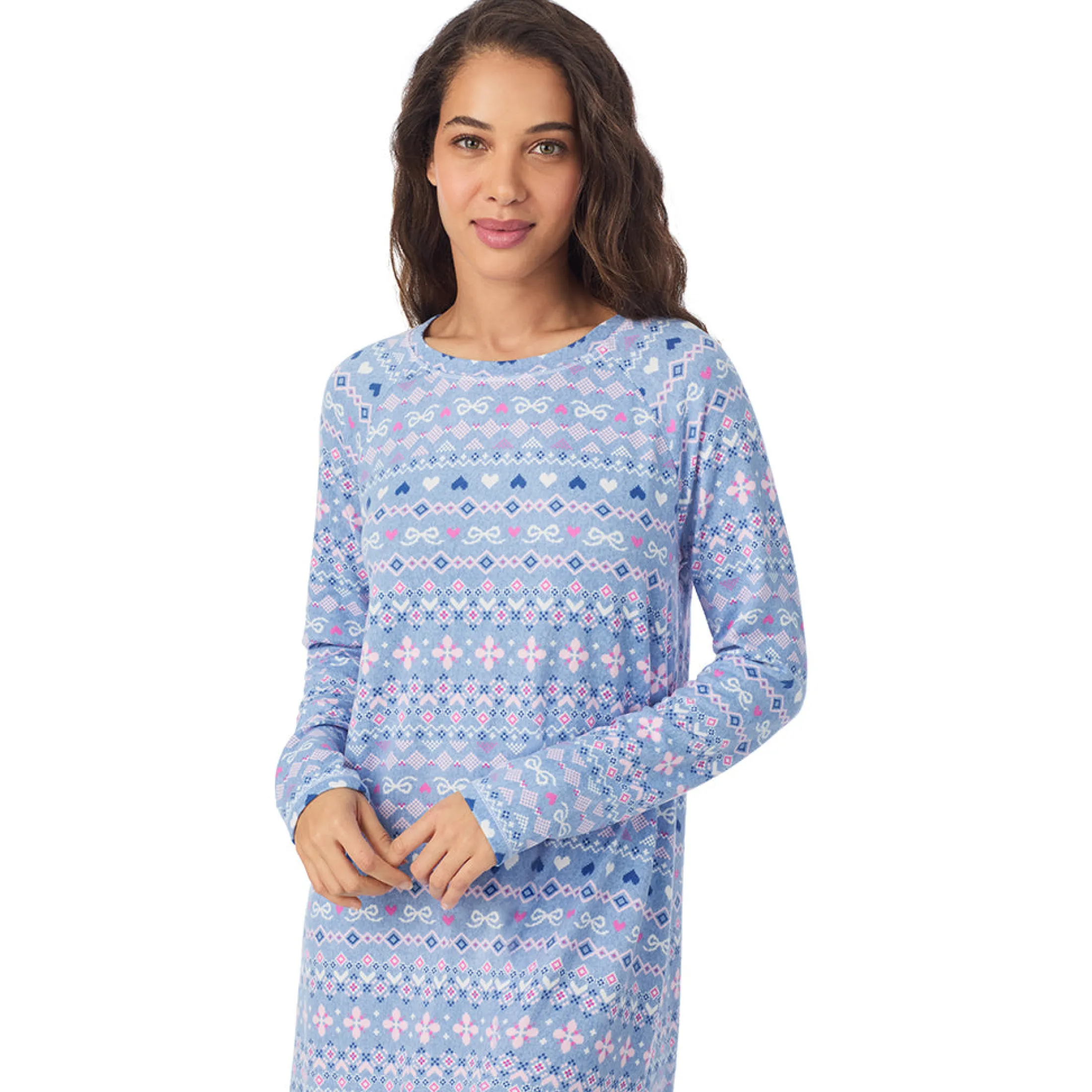 Brushed Sweater Knit Long Sleeve Sleepshirt