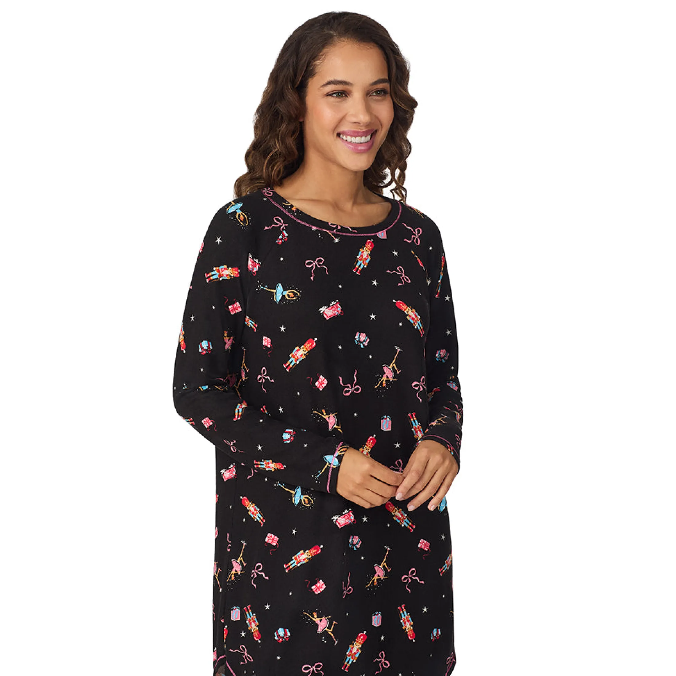 Brushed Sweater Knit Long Sleeve Sleepshirt