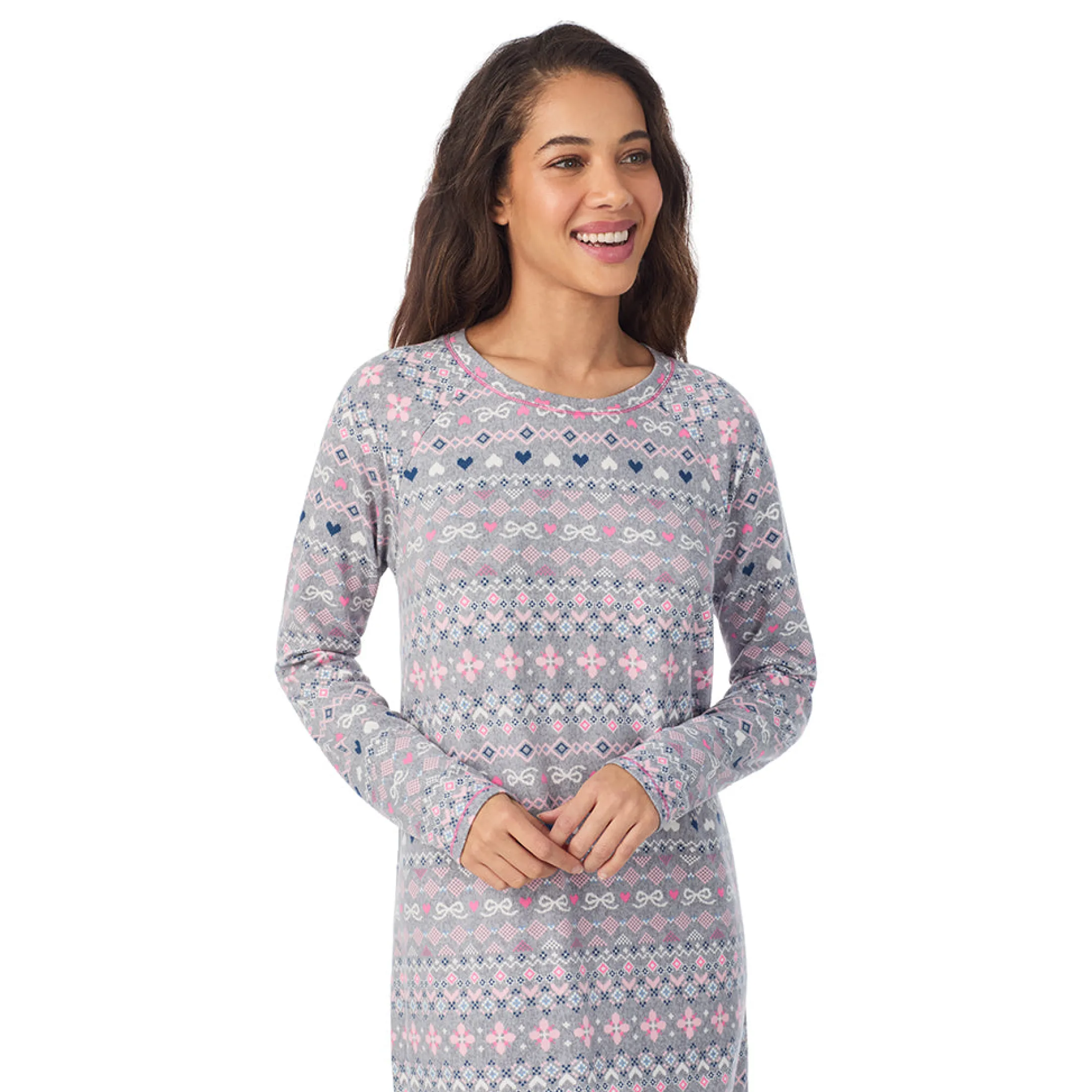 Brushed Sweater Knit Long Sleeve Sleepshirt