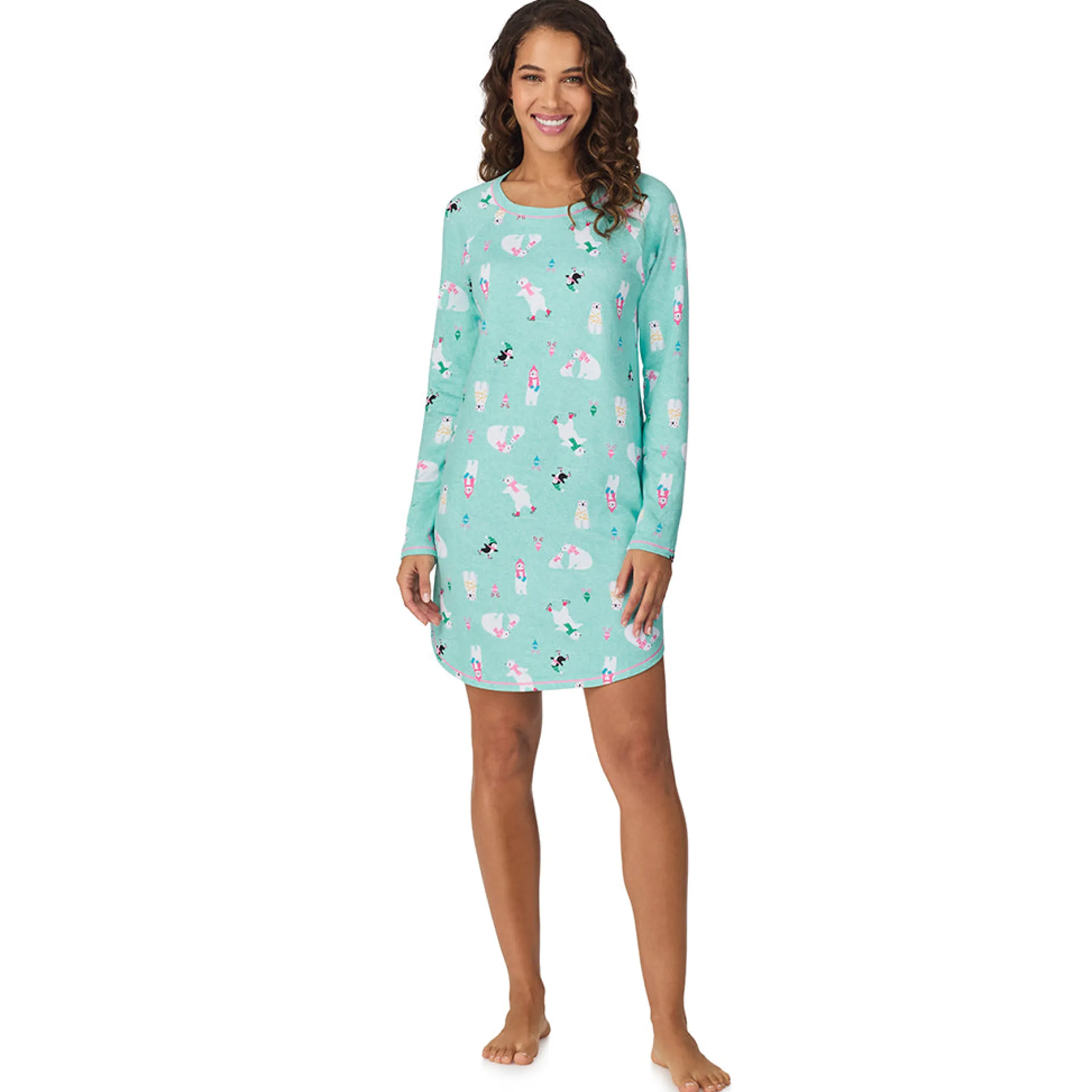 Brushed Sweater Knit Long Sleeve Sleepshirt