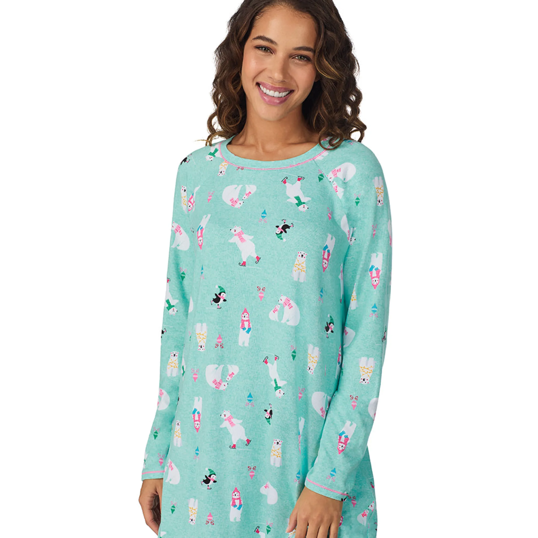 Brushed Sweater Knit Long Sleeve Sleepshirt