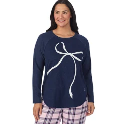 Brushed Sweater Knit Long Sleeve Pajama Set PLUS