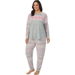 Brushed Sweater Knit Long Sleeve Pajama Set PLUS