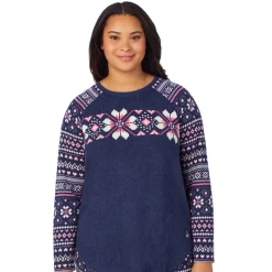 Brushed Sweater Knit Long Sleeve Pajama Set PLUS