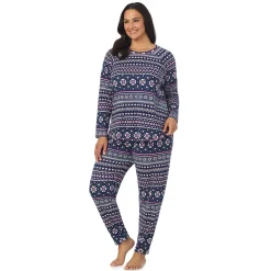 Brushed Sweater Knit Long Sleeve Pajama Set PLUS