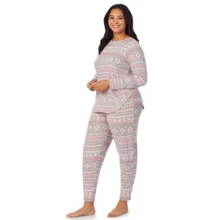 Brushed Sweater Knit Long Sleeve Pajama Set PLUS