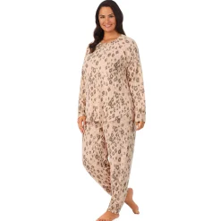 Brushed Sweater Knit Long Sleeve Pajama Set PLUS