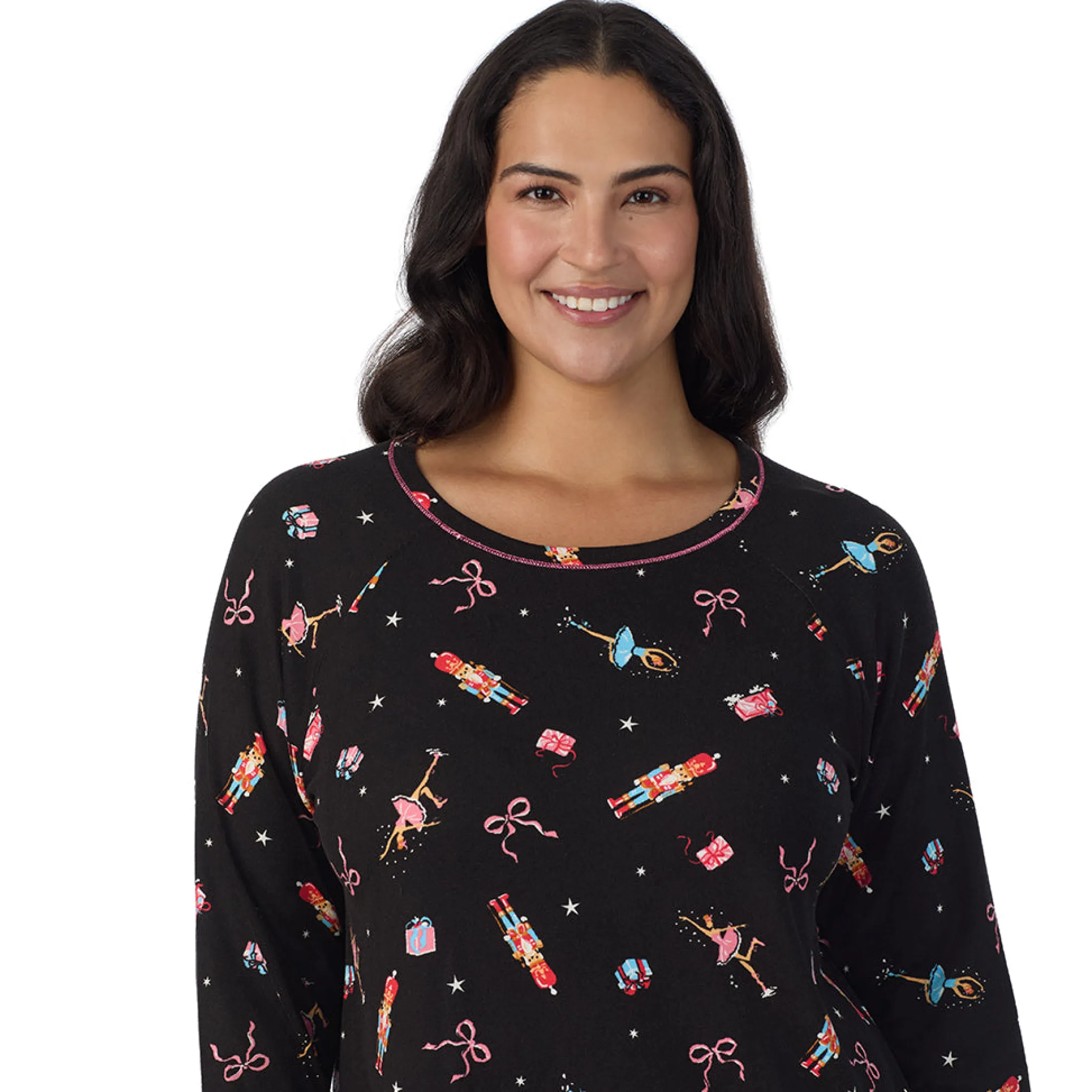 Brushed Sweater Knit Long Sleeve Sleepshirt PLUS