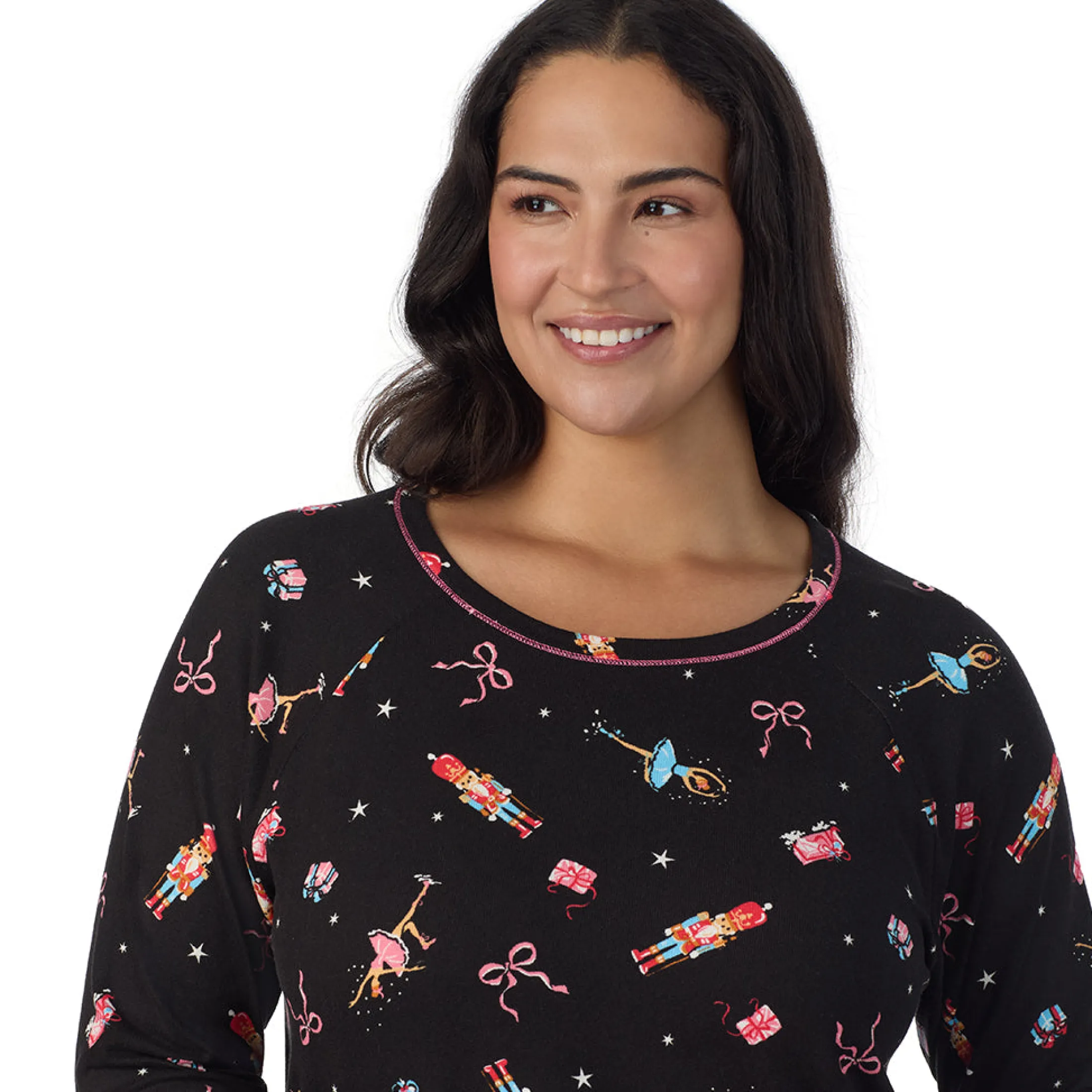 Brushed Sweater Knit Long Sleeve Sleepshirt PLUS