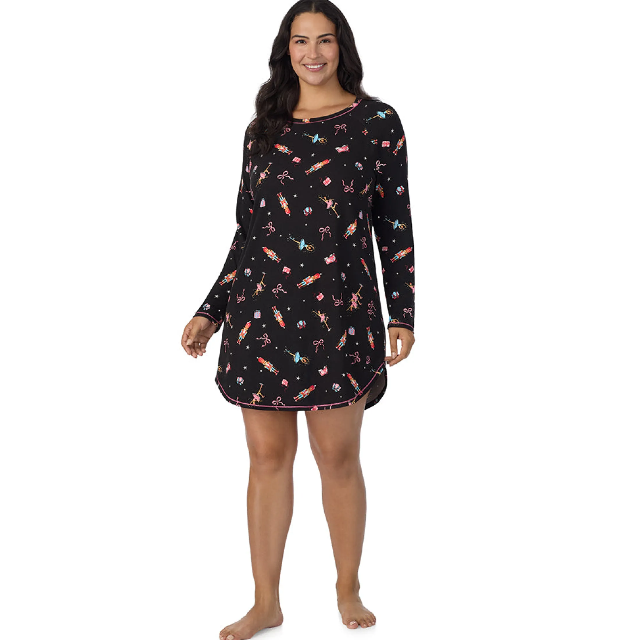 Brushed Sweater Knit Long Sleeve Sleepshirt PLUS