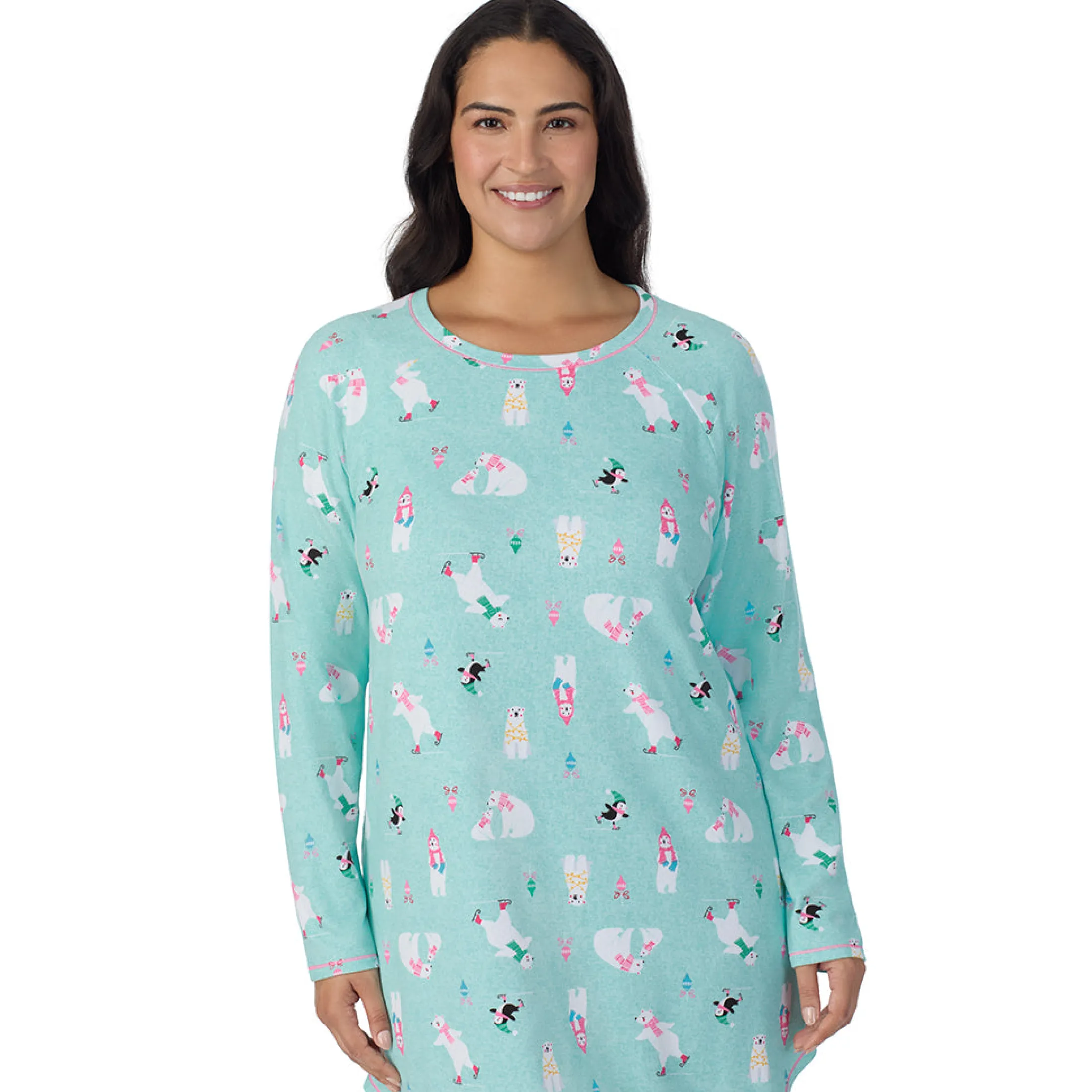 Brushed Sweater Knit Long Sleeve Sleepshirt PLUS