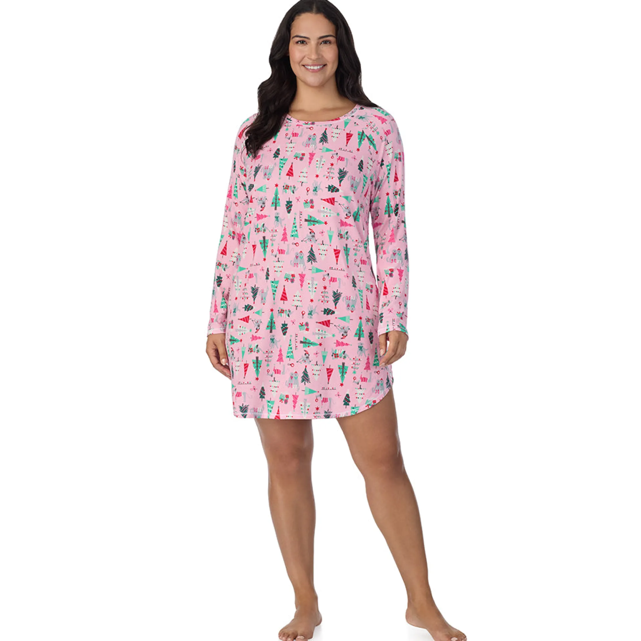 Brushed Sweater Knit Long Sleeve Sleepshirt PLUS