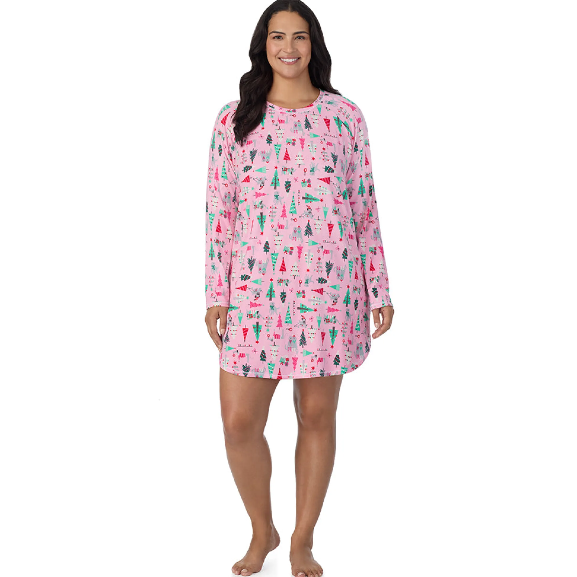 Brushed Sweater Knit Long Sleeve Sleepshirt PLUS