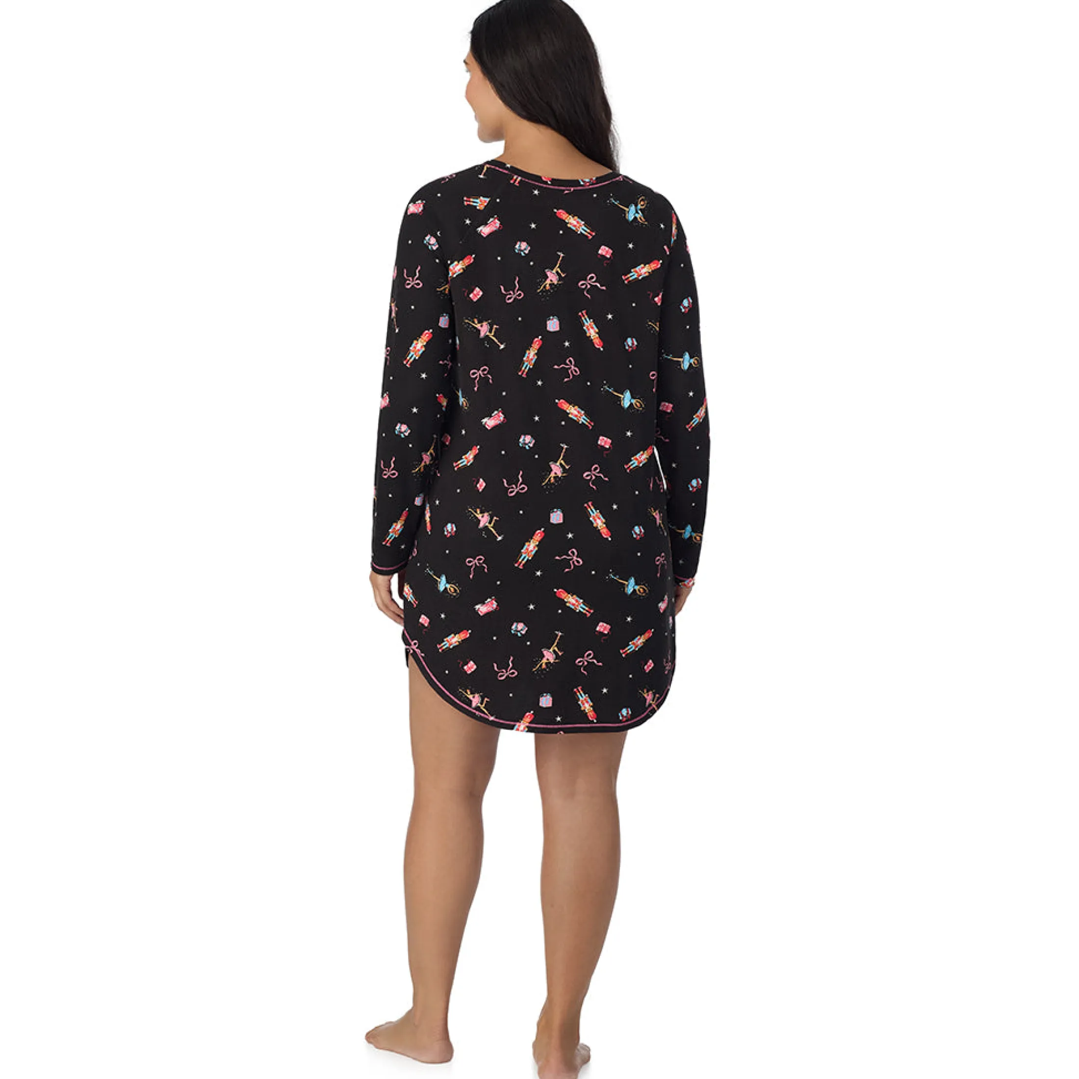 Brushed Sweater Knit Long Sleeve Sleepshirt PLUS