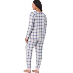 Brushed Sweater Knit Long Sleeve Top with Jogger 2-Pc Pajama Set PLUS