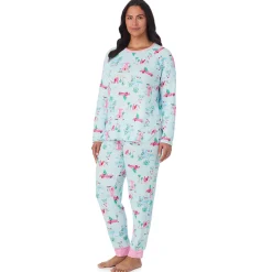 Brushed Sweater Knit Long Sleeve Top with Jogger 2-Pc Pajama Set PLUS