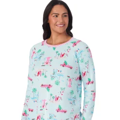 Brushed Sweater Knit Long Sleeve Top with Jogger 2-Pc Pajama Set PLUS