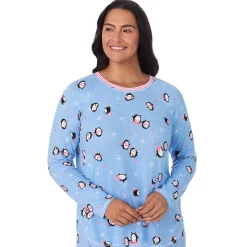 Brushed Sweater Knit Long Sleeve Top with Jogger 2-Pc Pajama Set PLUS