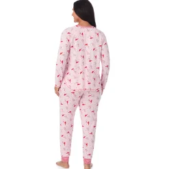 Brushed Sweater Knit Long Sleeve Top with Jogger 2-Pc Pajama Set PLUS