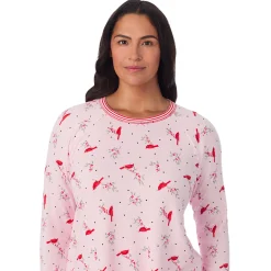 Brushed Sweater Knit Long Sleeve Top with Jogger 2-Pc Pajama Set PLUS