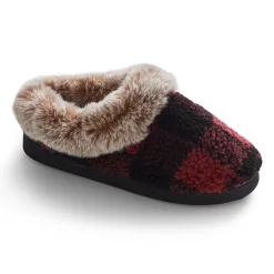Buffalo Plaid Clog Slipper with Contrast Sherpa Lining