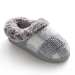 Buffalo Plaid Clog Slipper with Contrast Sherpa Lining