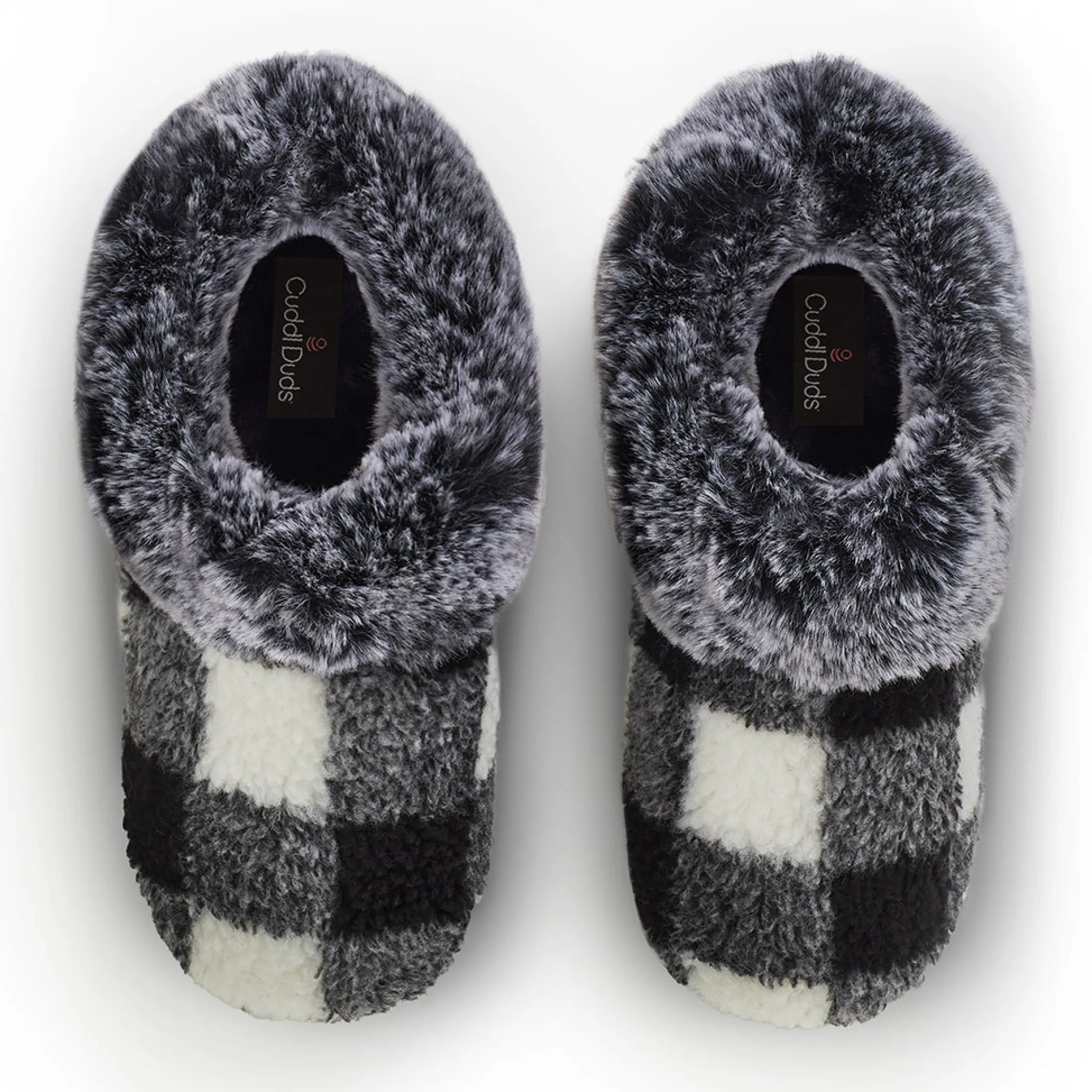 Buffalo Plaid Clog Slipper with Contrast Sherpa Lining