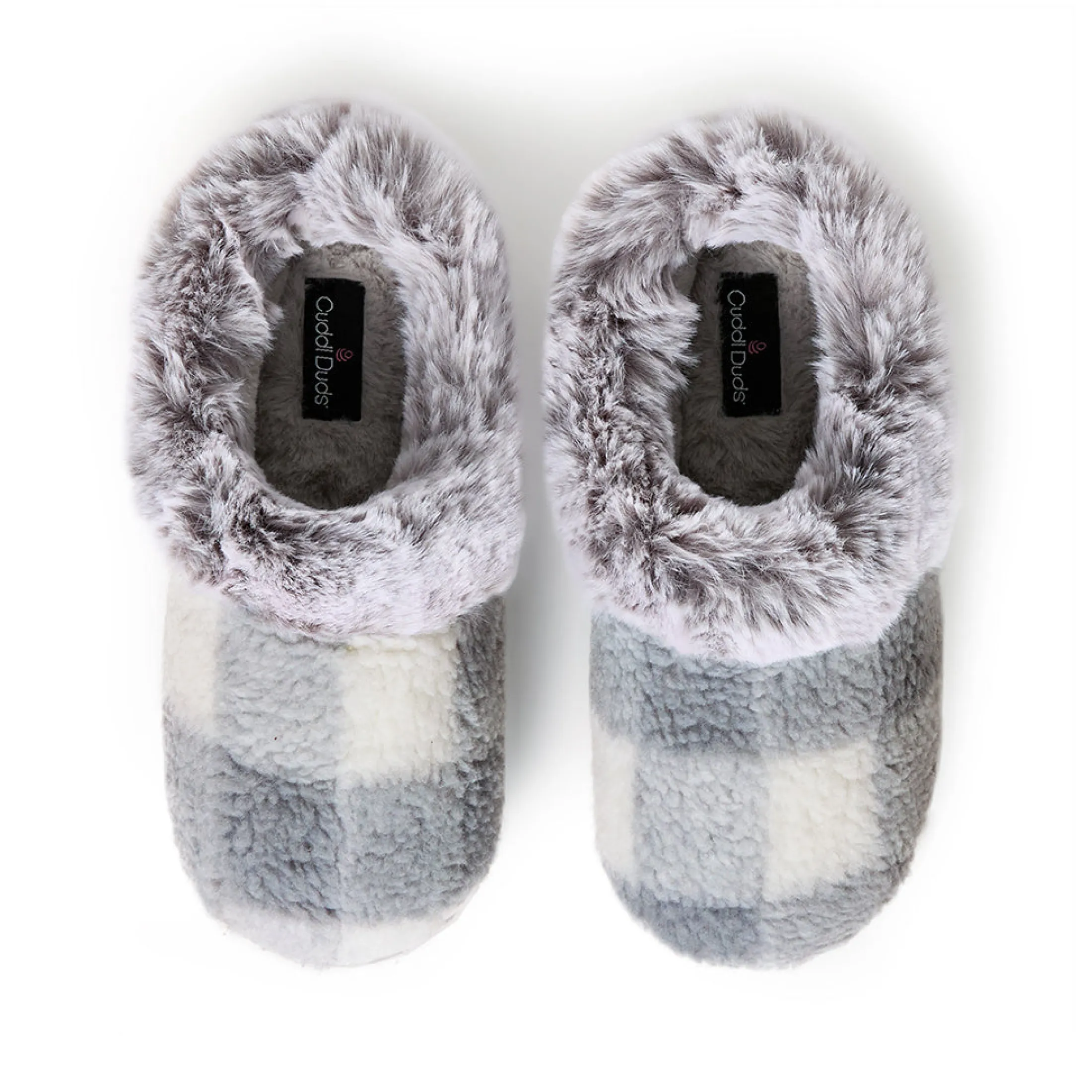 Buffalo Plaid Clog Slipper with Contrast Sherpa Lining
