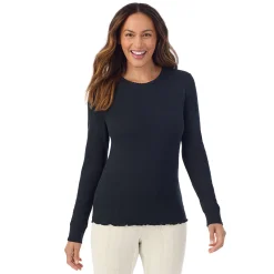 Cotton Pointelle Long Sleeve Crew