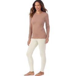 Cotton Pointelle Long Sleeve Crew