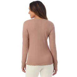 Cotton Pointelle Long Sleeve Crew