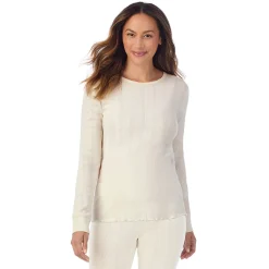 Cotton Pointelle Long Sleeve Crew