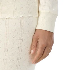 Cotton Pointelle Long Sleeve Crew