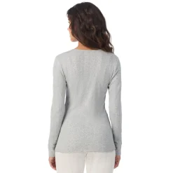 Cotton Pointelle Long Sleeve Crew