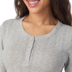 Cotton Pointelle Long Sleeve Henley