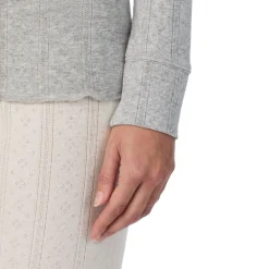 Cotton Pointelle Long Sleeve Henley