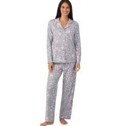 Cotton Rich Long Sleeve Notch Collar Top with Long Pant Pajama Set